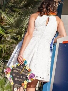 White Floral Lace Halter Dress Sz 11